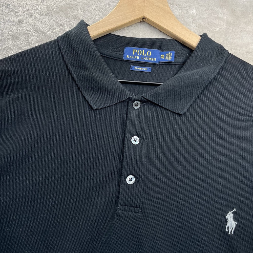 Polo Ralph Lauren Polo Shirt Men XXL Black Classic Fit Cotton Pony Logo Golf